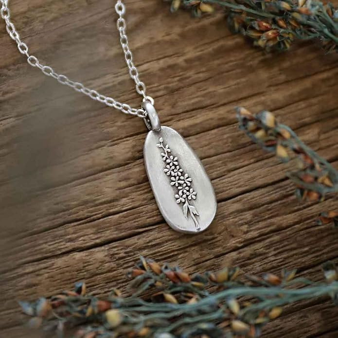 LISA LEONARD DESIGNS Pewter Birth Flower Pendant Necklace Minimalist Jewelry Necklaces For Women Gift For Her Dainty Necklaces