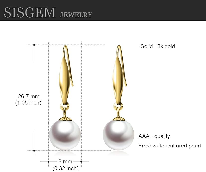 Real Gold Pearl Jewelry. 18k Gold Earrings and 14k Gold Pendant and Chain Necklace, Jewelry Gifts for Her