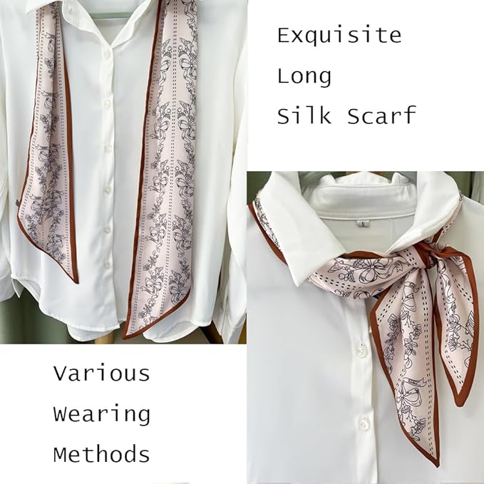 Silk Head Scarf for Hair Fashion Headwrap for Women Lightweight Neck Tie