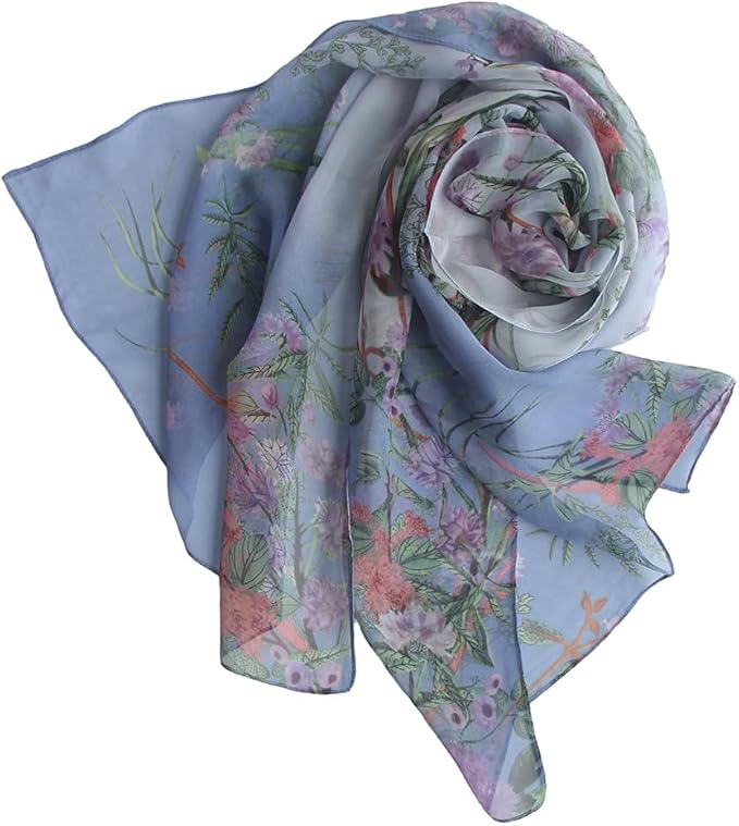 Pokeedioty Scarfs for Women Lightweight Scarves Elegant Floral Pattern Sheer Scarfs Shawls Wraps