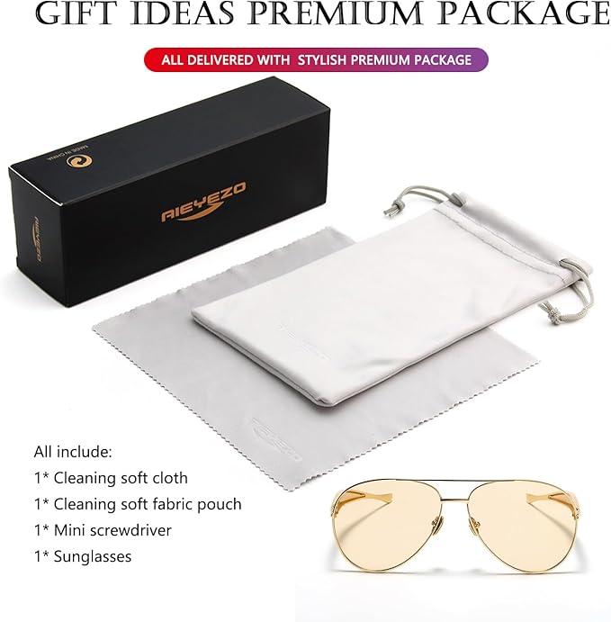 AIEYEZO Gold Aviator Sunglasses for Women Men Oversized Thick Frame Sun Glasses Fashion Retro Sardine Pilot Shades