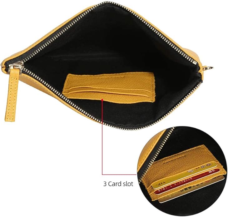 DORIS&JACKY Lambskin Leather Wristlet Clutch Purse for Women Soft Designer Slim Cell Phone Pouch Bag with Detachable Strap