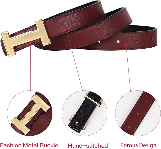 Relang Women's Belts with Gold Buckle, Fashion Waist Band, Elegant Ladies' Belt, Gift for Women