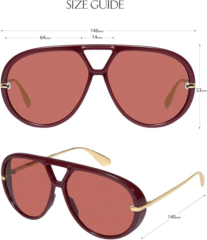 mosanana Trendy Oversized Aviator Sunglasses for Women Retro Style MS52478