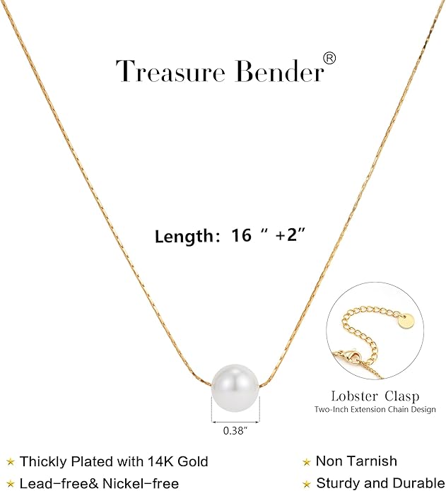 Gold Pearl Necklaces for Women Trendy 14k Gold Plated Dainty Necklace Simple Pearl Drop Single Charm Pendant Necklace Women's Jewelry Best Friend Birthday Gifts Gold Jewelry for Women