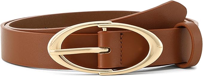Earnda Women Faux Leather Belt for Jeans Pants Fashion Ladies Waist Belts with Gold Silver Oval Buckle