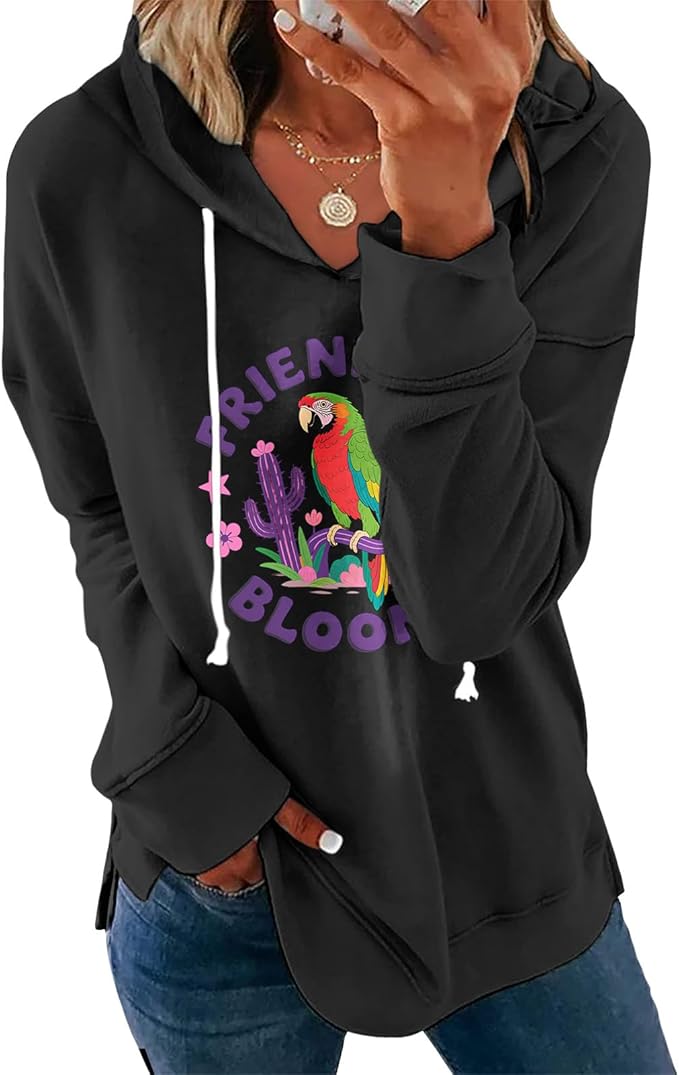 Women's Brown Mandala Print Hoodie Long Sleeve Loose Fit Tunic Top with Drawstring Side Split for Fall Winter
