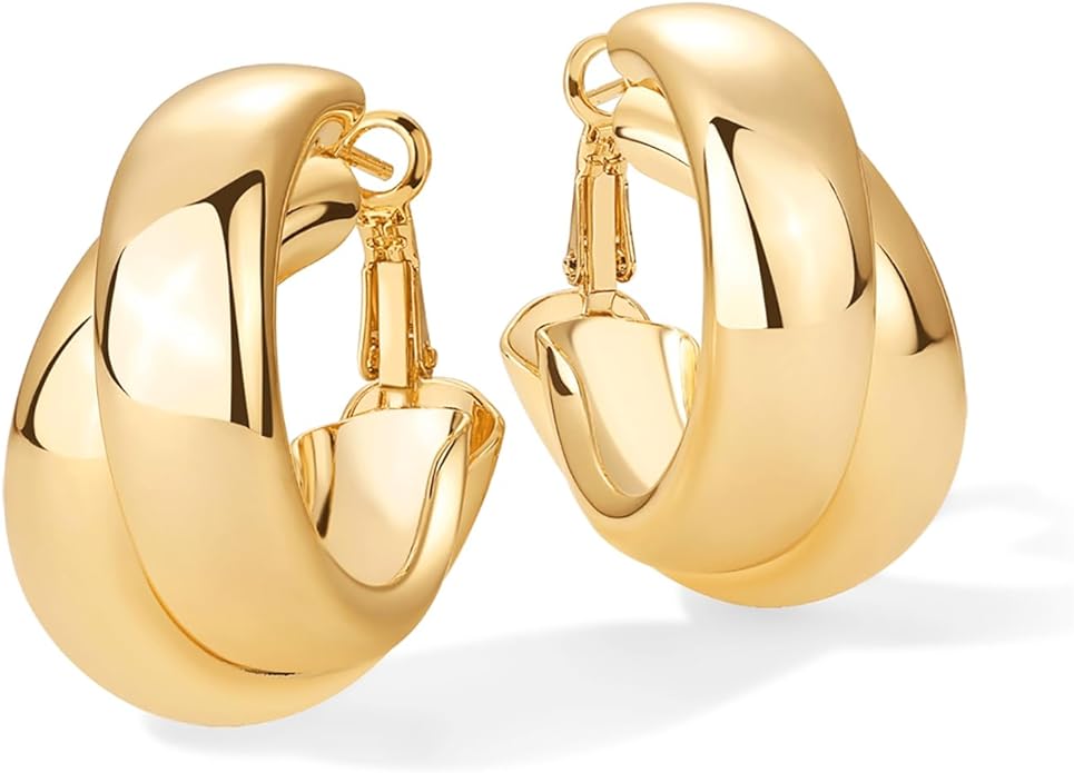 PAVOI 14K Gold Plated Multi Huggie Hoop Earrings for Women - 925 Sterling Silver Posts Triple Split Hoop Gold Earrings for Women - Trendy Fashion Jewelry