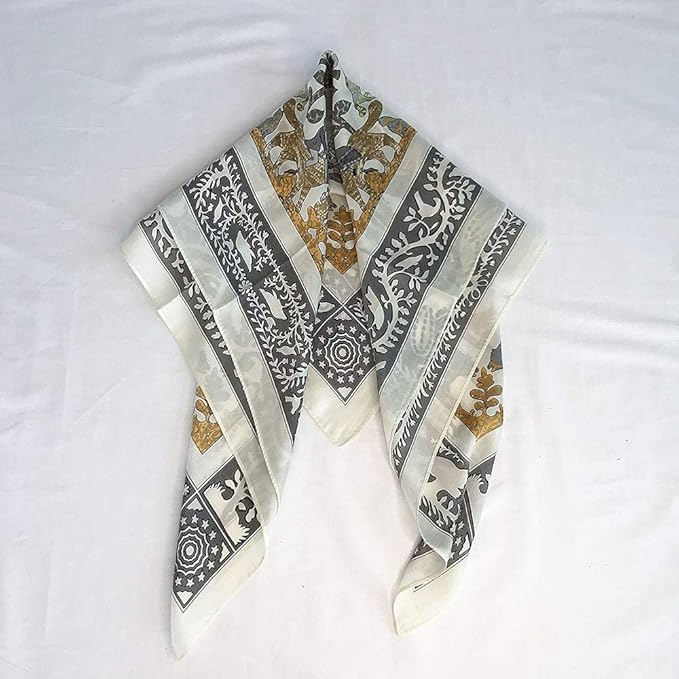 FONYVE Silk Feeling Scarf Medium Square Satin Head Scarf for Women 27.5 × 27.5 inches