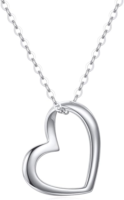 Solid 14k Gold Heart Necklace for Women, Fine Gold Love Jewelry Gifts for Wife/Mother/Girlfriend, Birthday Pesent for Her, 16+2 Inch