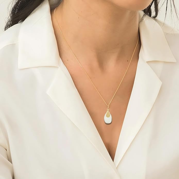 Jojomina Mixed Metal Necklace Gold and Silver Two Tone Jewelry for Women Dainty Teardrop Pendant Necklaces for Mom
