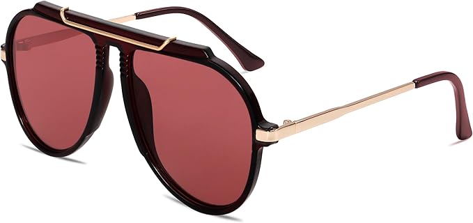 Oversized Aviator Sunglasses for Women Men 2026 70s Retro Gold Metal Sun Glasses Tangle Free Square Aviators