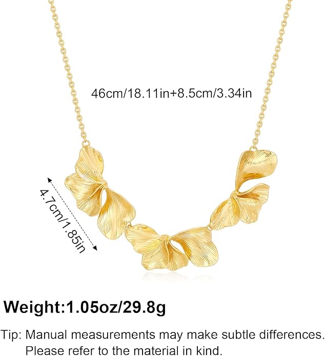 Statement Flower Necklace for Women Gold Plated Chunky Floral Collar Boho Choker Jewelry