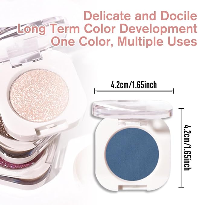 Dark Blue Single Matte Eyeshadow Makeup, Neutral Powde Eye Shadow for Women, Dark Blue Matte Singles Eyeshadow Palette Pigmented Waterproof, sombras para ojos, Girls Christmas Eyeshadows Gifts