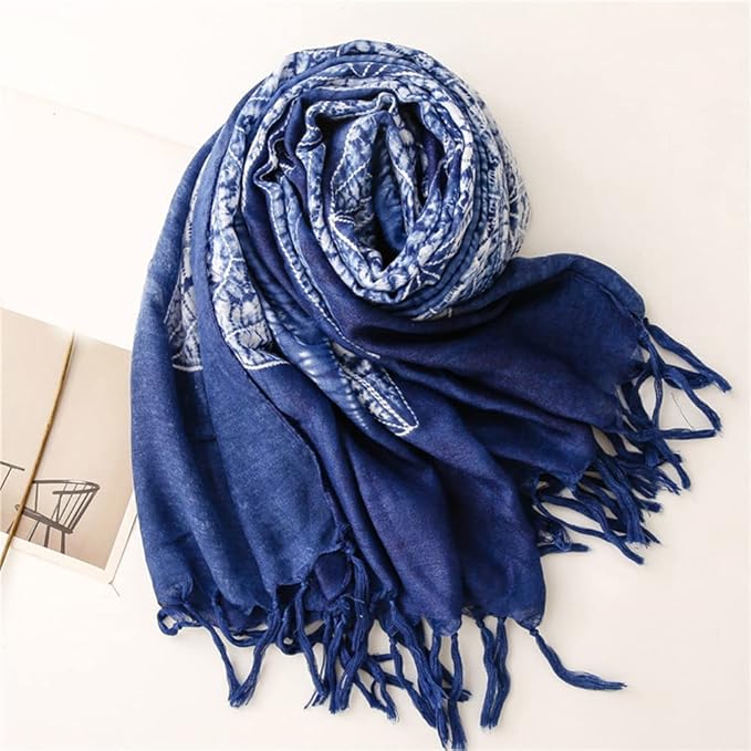 Yeieeo Boho Scarf for Women Lightweight Floral Printed Scarf Fall Winter Fashion Fringed Shawl