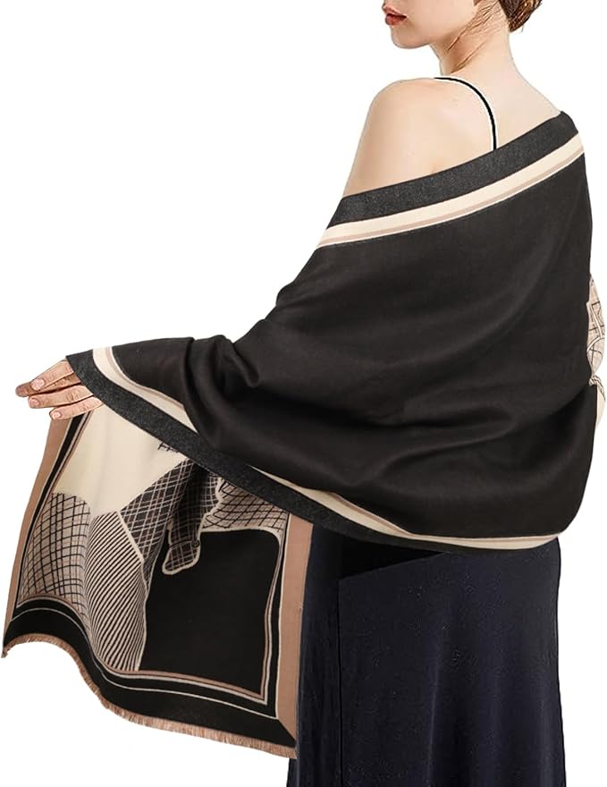 EXTREE Scarfs for Women Pashmina Silky Shawl Wrap for Evening Dressing Blanket Open Front Poncho Cape