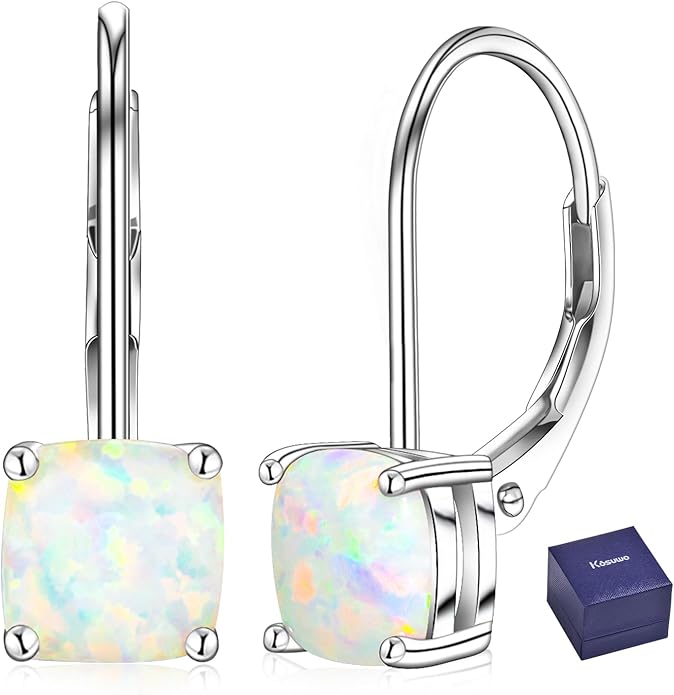 Moissanite Earrings for Women 2.0CT D Color,18K White Gold Plated Sterling Silver Dangle Earrings, Leverback Drop Earrings Jewelry for Gifts
