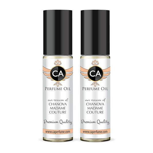 CA Perfume Impression of Madame Couture for Women Eau De Parfum Amber Floral Scent Long Lasting Perfumes for Women Travel Size TSA Ready for Day and Night Wear 0.33 Fl Oz 10ml (Pack of 2)