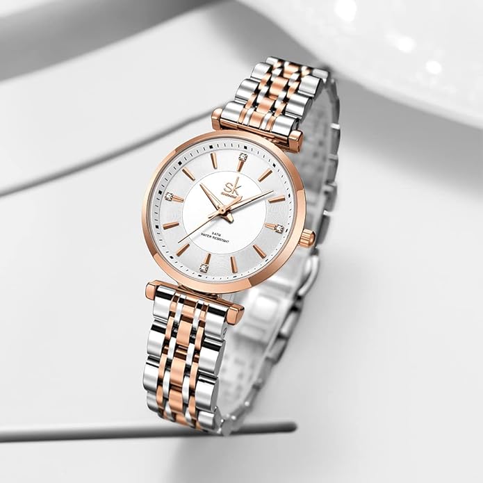 SHENGKE SK Classic Women Watches Fashion Ladies Dress Watch Solid Stainless Steel Band