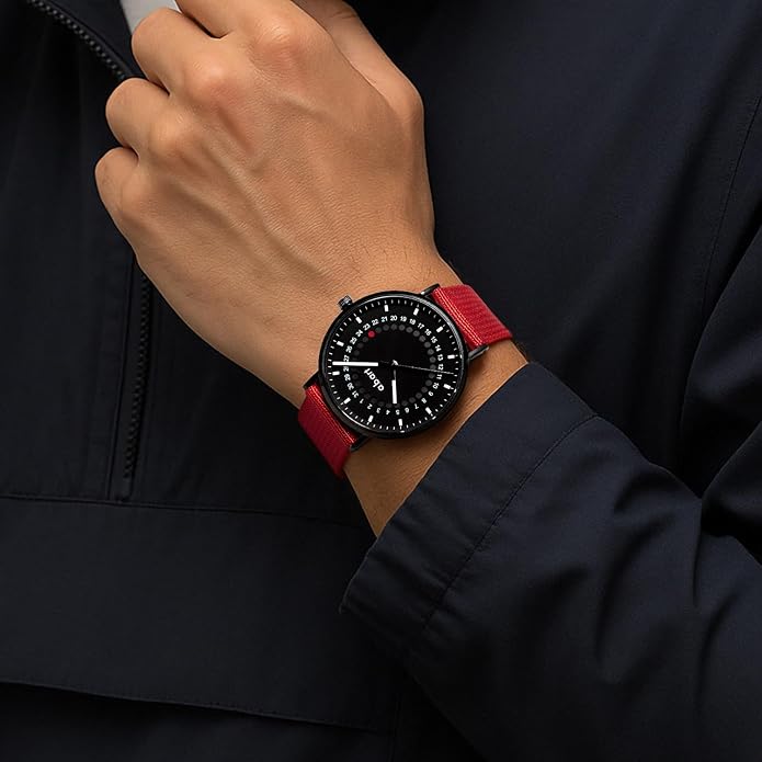 a.b.art Men's Quartz Watch, Swiss Parts Ronda Movement, Sapphire Crystal, Milanese Mesh Band, Ultra-Thin Design, 41mm Black Dial,Minimalist Bauhaus Style