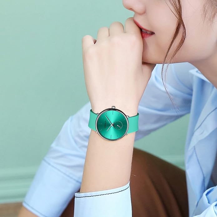CRRJU Men’s Women Watch Casual Stylish Waterproof Quartz Unisex Wristwatches, Ultra Thin Watches for Men Women, Colorful Silicone Band