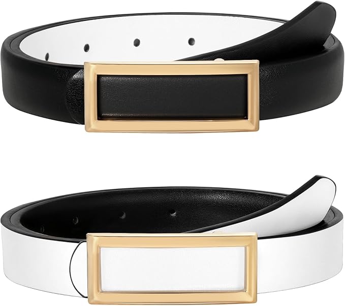 SUOSDEY Women Reversible Leather Belts for Jeans Pants Dresses Ladies Fashion Belts with Gold Buckle, 0.9" Width
