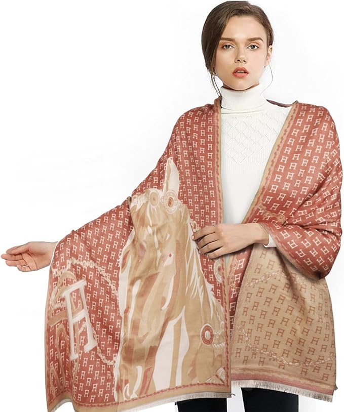 EXTREE Scarfs for Women Pashmina Silky Shawl Wrap for Evening Dressing Blanket Open Front Poncho Cape