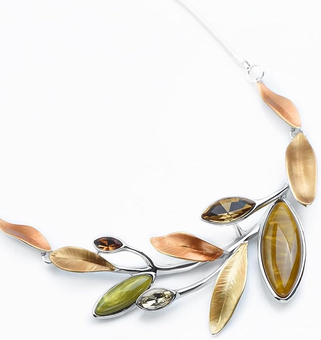 Vintage Statement Jewelry Set Leaf Floral Bohemian Boho Statement Necklace Earring Set Crystal Fashion Costume Jewelry