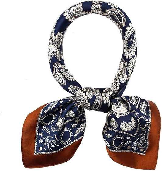 ANDANTINO 100% Real Mulberry Silk Scarf -21'' x 21''- Lightweight Neckerchief –Women Men Small Square Digital Printed Scarves