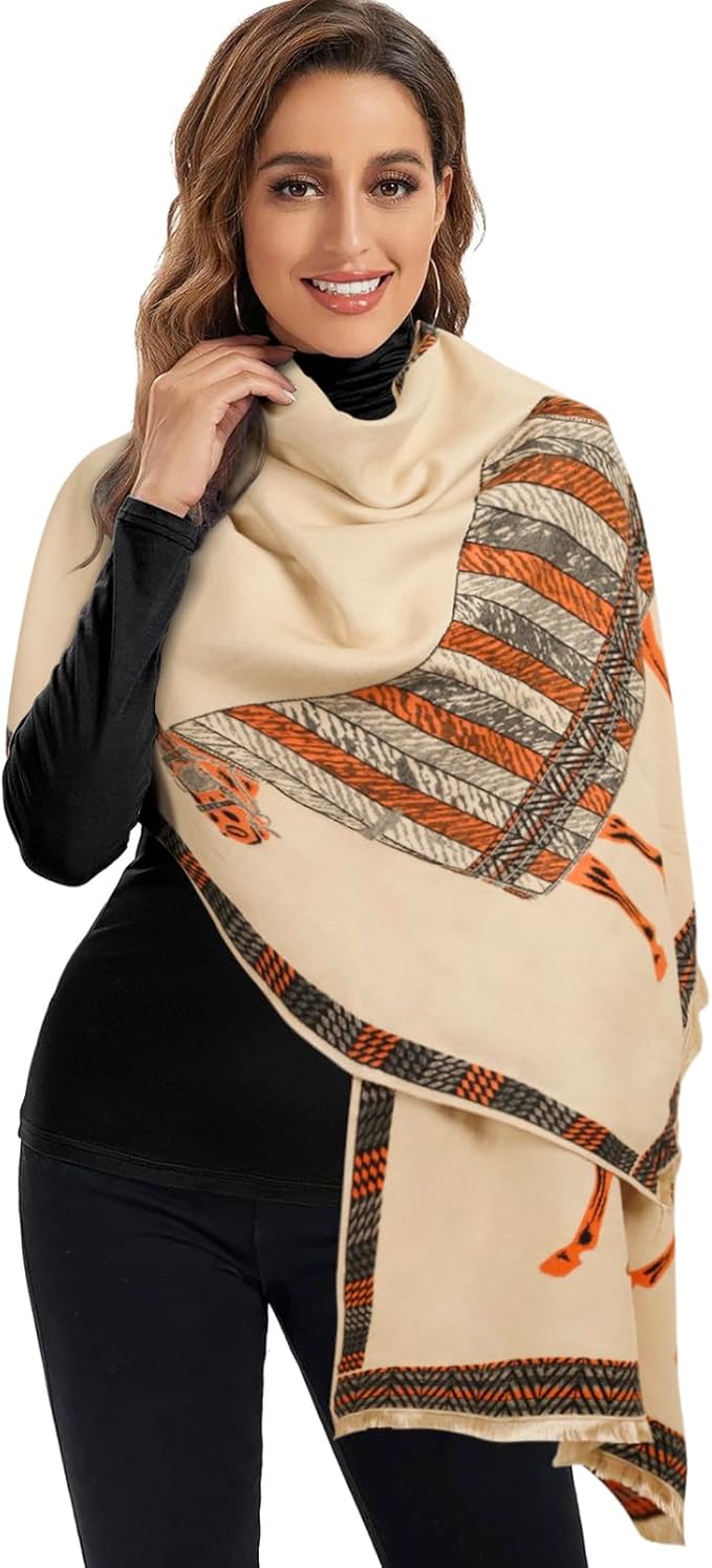 EXTREE Scarfs for Women Pashmina Silky Shawl Wrap for Evening Dressing Blanket Open Front Poncho Cape