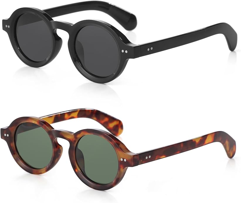 Trendy Round Polarized Sunglasses for Men Women Chunky Hippie Costume Sun Glasses 90s Circle Retro Style