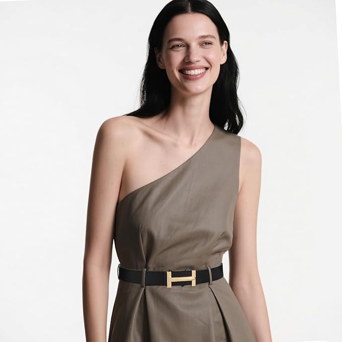Relang Women's Belts with Gold Buckle, Fashion Waist Band, Elegant Ladies' Belt, Gift for Women