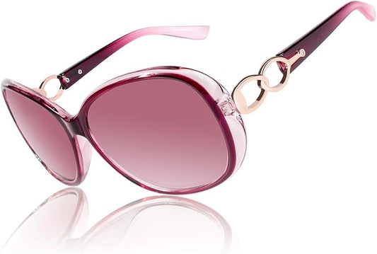 CGID Trendy Oversized Sunglasses Womens Ladies Polarized Retro Frame UV400 Shades Gradient Red