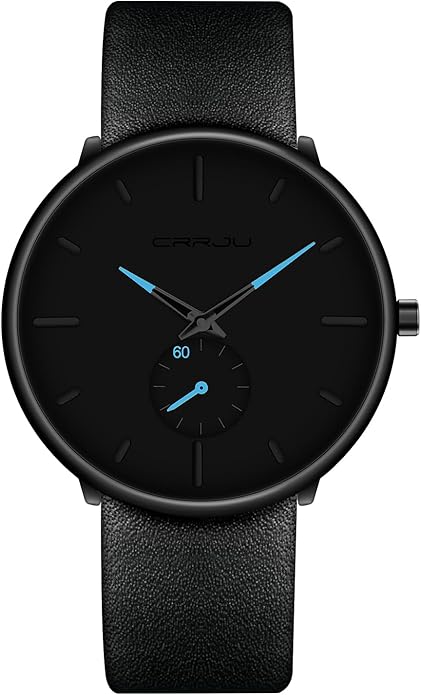 Mens Watches Ultra-Thin Minimalist Waterproof-Fashion Wrist Watch for Men Unisex Dress with Leather Band