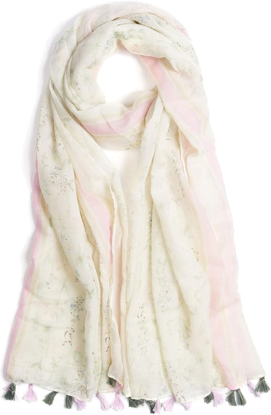Scarf for Women Lightweight Soft Floral Leopard Printed Scarves Fall Winter Fashion Shawl Wrap with Fringe