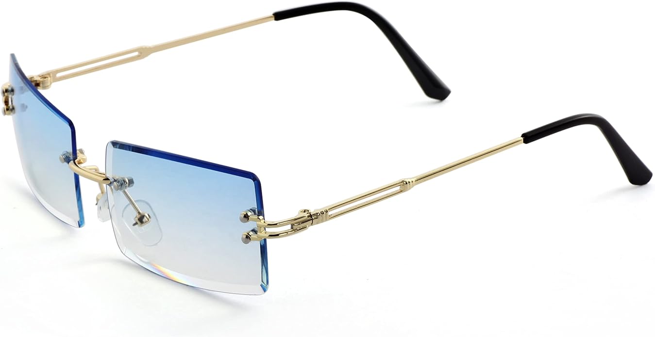 Kursan Frameless Rectangle Sunglasses for Men Women Small Rimless Sun Glasses Shades UV400 Protection