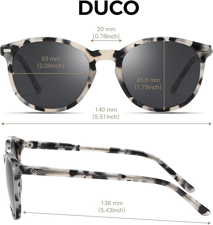 DUCO Polarized Sunglasses for Women Retro Round Women's Sunglasses Classic Vintage UV400 Shades DC1230