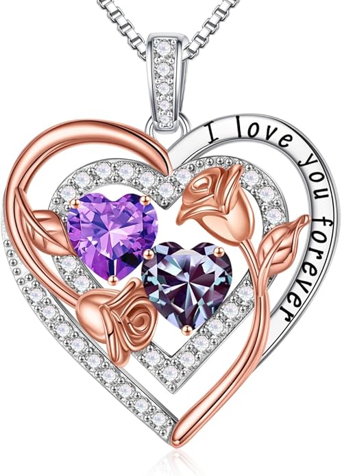 Iefil Mothers Day Gifts for Wife - Sterling Silver Birthstone Necklace Birthday Gifts for Her Wife