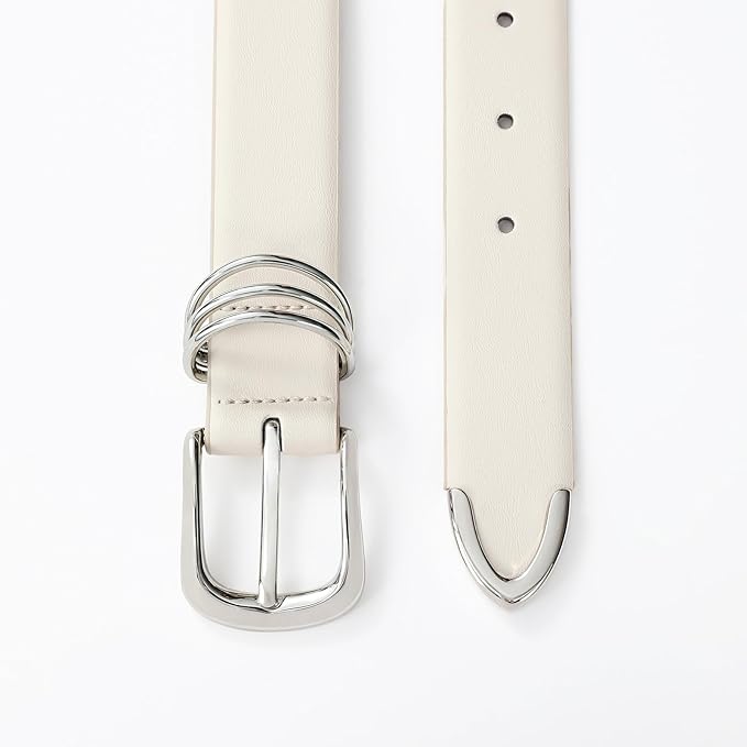 Women's Leather Belts with Gold Buckle Fashion Leather Waist Belt Elegant Ladies Belts for Jeans Dress & Casual Wear