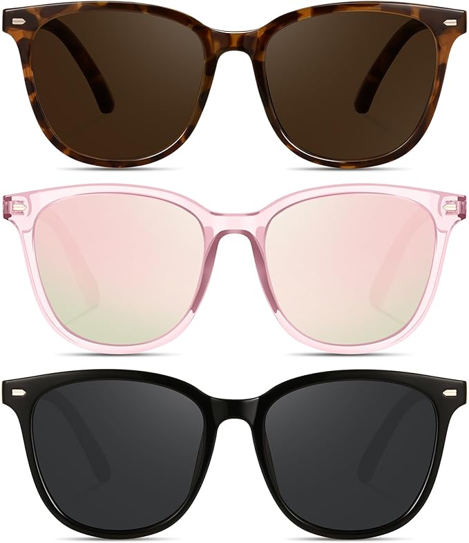 Retro Polarized Sunglasses for Women Men Big Frame Vintage Style Trendy Shade UV400 Protection Lens Sun Glasses