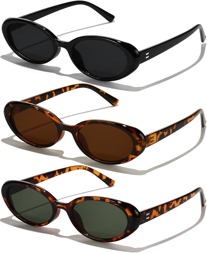 Oval Sunglasses for Women Men Fashion Small 90s Style Sun Glasses UV400