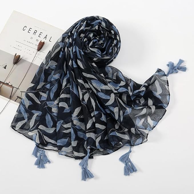 YOUR SMILE Large Boho Scarf for Women Lightweight Floral Printed Scarves Fall Winter Fashion Fringed Shawl wraps