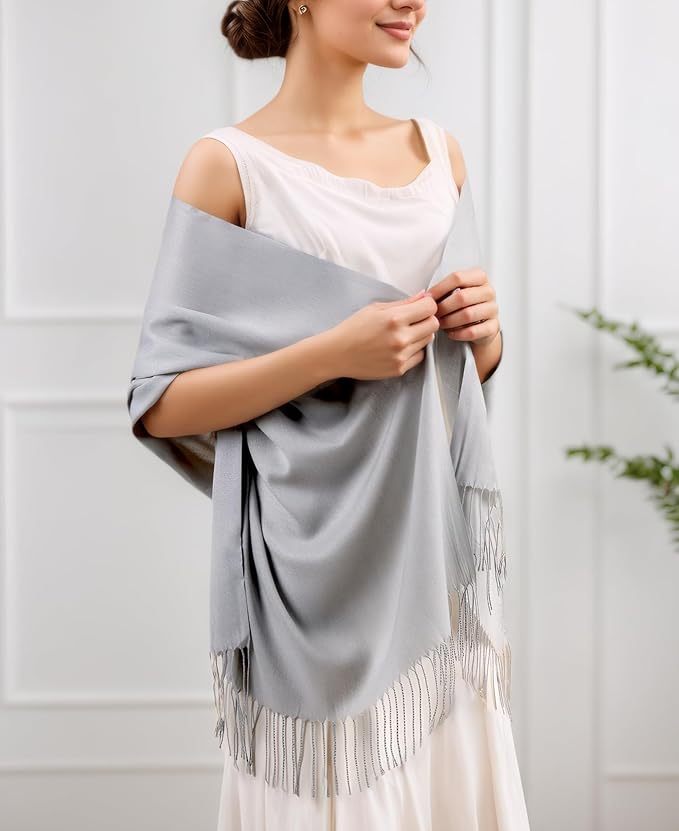Achillea Soft Silky Pashmina Scarf for Women – Shawl Wrap for Evening Dresses, Bridesmaids, Weddings & Everyday Wear