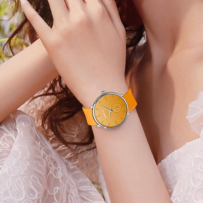 CRRJU Men’s Women Watch Casual Stylish Waterproof Quartz Unisex Wristwatches, Ultra Thin Watches for Men Women, Colorful Silicone Band