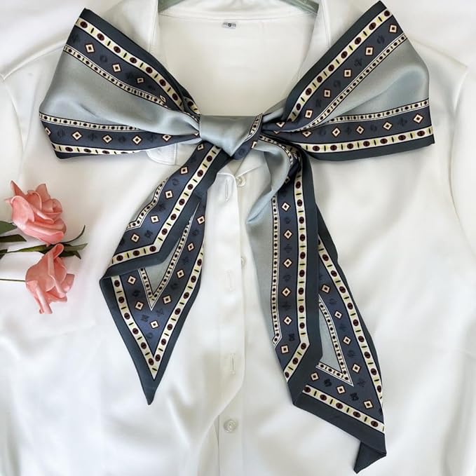 Silk Head Scarf for Hair Fashion Headwrap for Women Lightweight Neck Tie