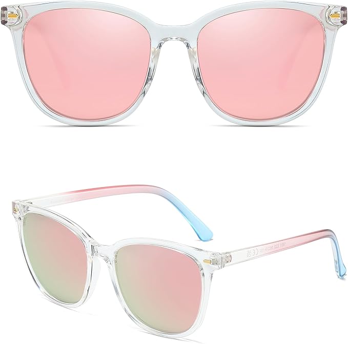 Myiaur Polarized Sunglasses for Women, Square Mirrored Trendy Shades with UV Protection Reduce Glare Sun Glasses
