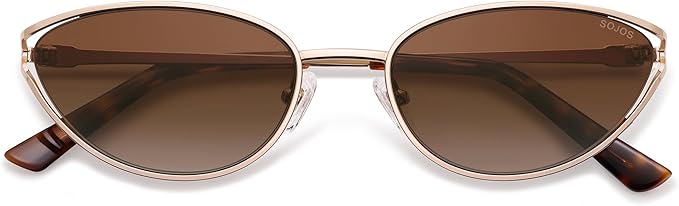 SOJOS Trendy Oval Polarized Sunglasses for Women,Retro 90s Cat Eye Shades SJ1254