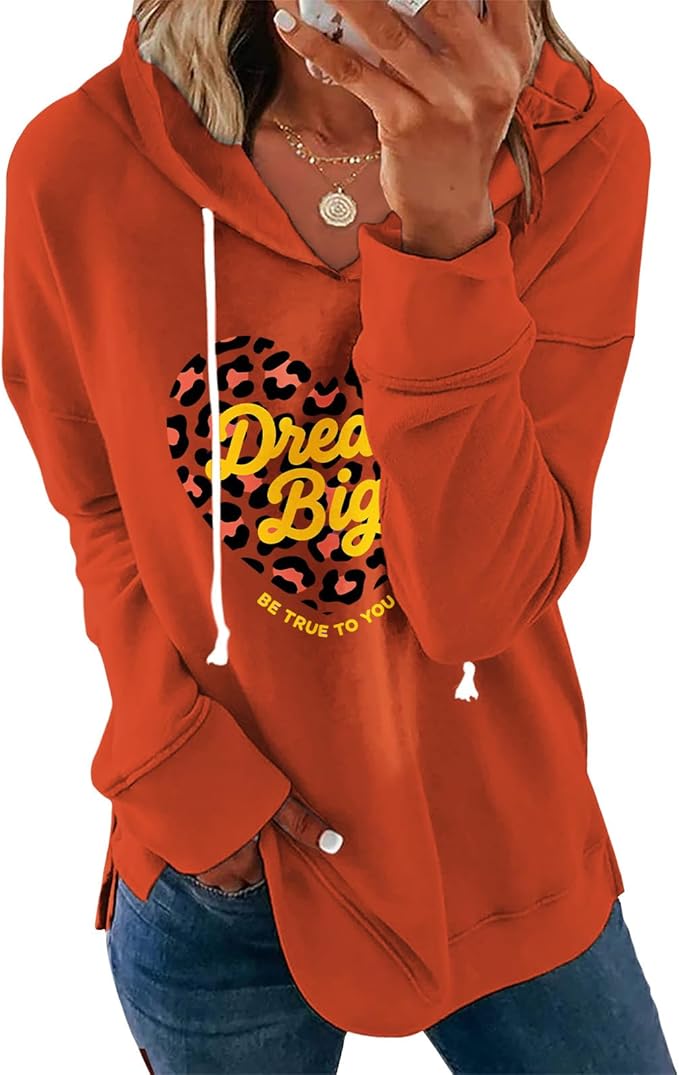 Women's Brown Mandala Print Hoodie Long Sleeve Loose Fit Tunic Top with Drawstring Side Split for Fall Winter