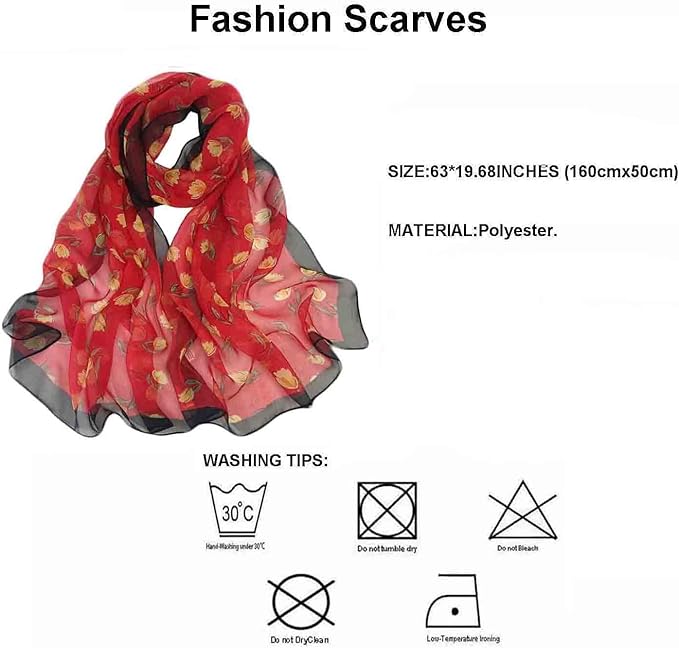 Pokeedioty Scarfs for Women Lightweight Scarves Elegant Floral Pattern Sheer Scarfs Shawls Wraps