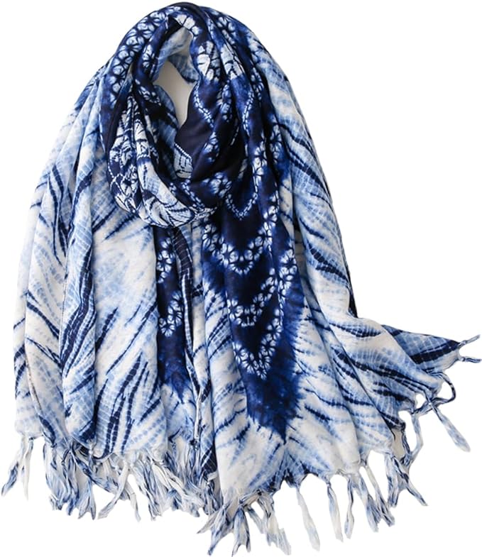 Yeieeo Boho Scarf for Women Lightweight Floral Printed Scarf Fall Winter Fashion Fringed Shawl